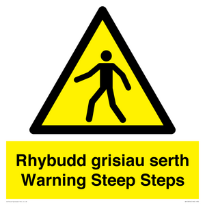 Rhybudd grisiau serth Warning Steep Steps